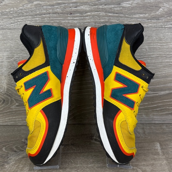 New Balance 574 Mens Sz 6D Harvest Gold Blaze Yellow Teal Cordura Low Sneakers - Picture 10 of 13